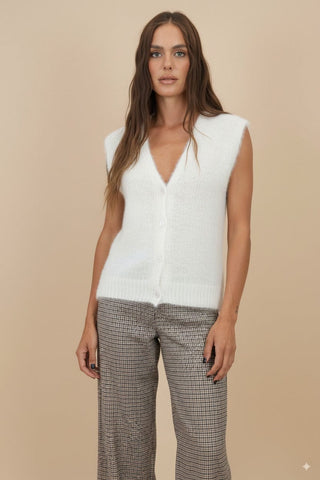 Cardigan - Cardigan gilet 80% kid mohair bott gioiello - Bianco - vevi.it