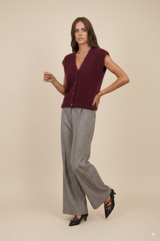 Cardigan - Cardigan gilet 80% kid mohair bott gioiello - Bordeaux - vevi.it