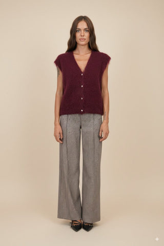 Cardigan - Cardigan gilet 80% kid mohair bott gioiello - Bordeaux - vevi.it