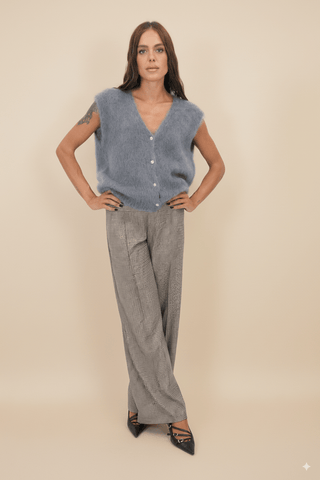 Cardigan - Cardigan gilet 80% kid mohair bott gioiello - Grigio - vevi.it