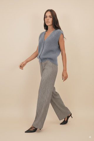 Cardigan - Cardigan gilet 80% kid mohair bott gioiello - Grigio - vevi.it