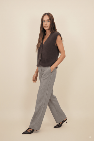 Cardigan - Cardigan gilet 80% kid mohair bott gioiello - Marrone - vevi.it