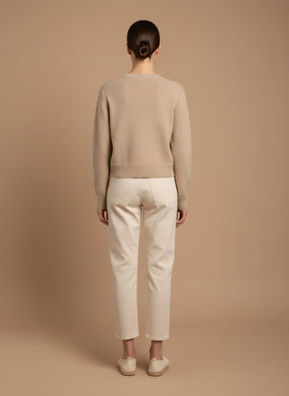 Cardigan - Cardigan girocollo 100% lana vergine - Beige melange - vevi.it