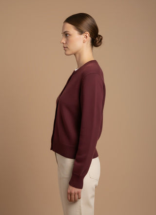 Cardigan - Cardigan girocollo 100% lana vergine - Bordeaux - vevi.it