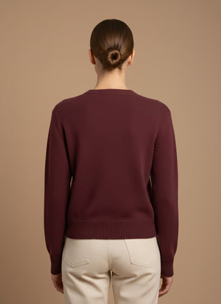 Cardigan - Cardigan girocollo 100% lana vergine - Bordeaux - vevi.it