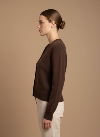 Cardigan - Cardigan girocollo 100% lana vergine - Moro - vevi.it