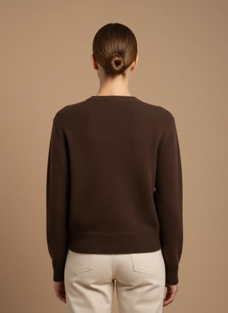 Cardigan - Cardigan girocollo 100% lana vergine - Moro - vevi.it