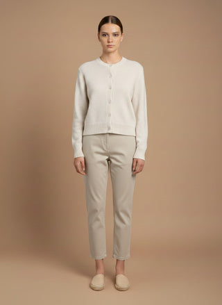 Cardigan - Cardigan girocollo 100% lana vergine - Panna - vevi.it