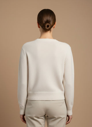 Cardigan - Cardigan girocollo 100% lana vergine - Panna - vevi.it