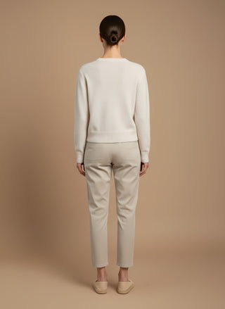 Cardigan - Cardigan girocollo 100% lana vergine - Panna - vevi.it