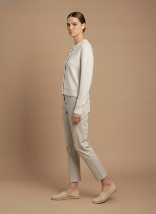 Cardigan - Cardigan girocollo 100% lana vergine - Panna - vevi.it