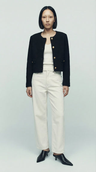 Cardigan - Cardigan girocollo chanel - Nero - VEVI