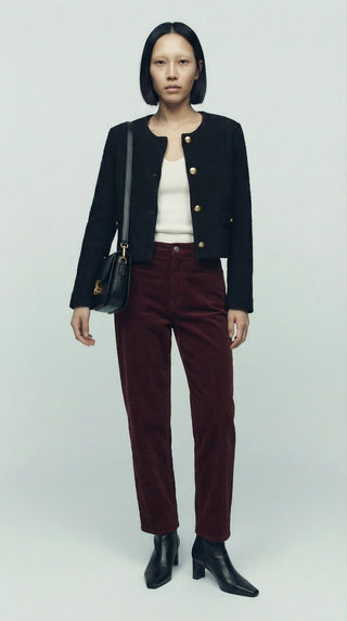 Cardigan - Cardigan girocollo chanel - Nero - VEVI