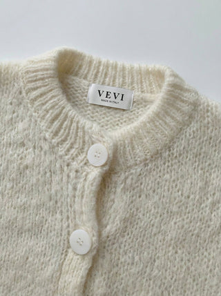 Cardigan - Cardigan girocollo mohair cxa 25109 - Panna - VEVI