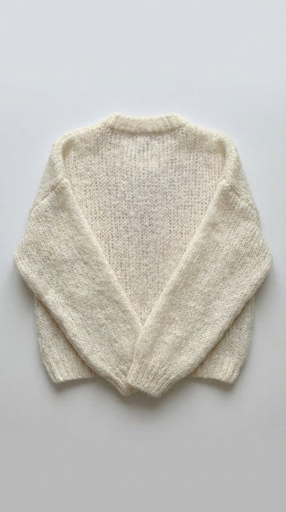 Cardigan - Cardigan girocollo mohair cxa 25109 - Panna - VEVI