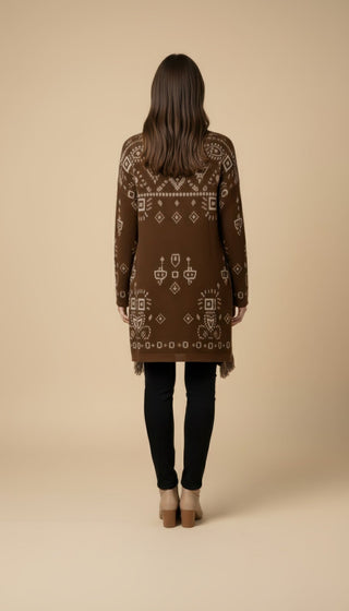 Cardigan - Cardigan Jacquard Cintura - Beige - VEVI