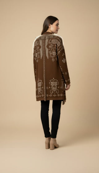 Cardigan - Cardigan Jacquard Cintura - Beige - VEVI