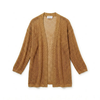 Cardigan - Cardigan lungo traforato AME7019 - Cammello - VEVI