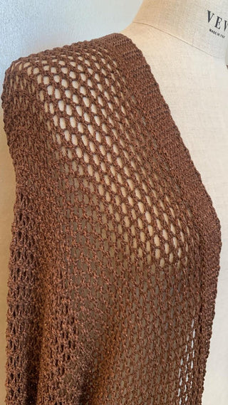 Cardigan - Cardigan lungo traforato AME7019 - Mattone - VEVI