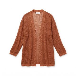 Cardigan - Cardigan lungo traforato AME7019 - Mattone - VEVI
