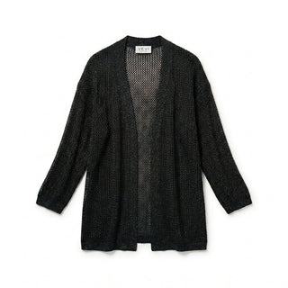Cardigan - Cardigan lungo traforato AME7019 - Nero - VEVI
