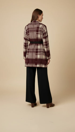 Cardigan - Cardigan Quadri Frange - Beige - VEVI