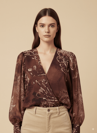 Casacca - Casacca incrociata fantasia - Bordeaux - vevi.it