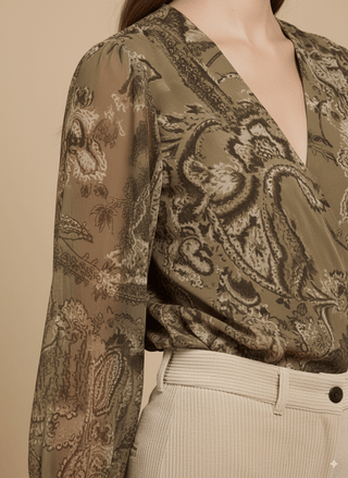 Casacca - Casacca incrociata fantasia - Senape - vevi.it