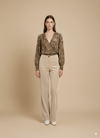 Casacca - Casacca incrociata fantasia - Senape - vevi.it