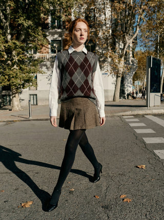 Gilet girocollo rombi misto lana