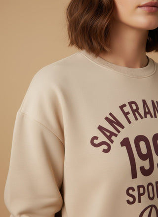 Felpa - Felpa girocollo san francisco 1994 - Crema - vevi.it