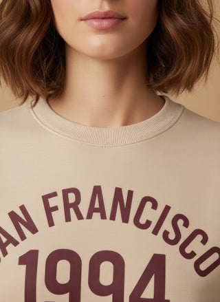 Felpa - Felpa girocollo san francisco 1994 - Crema - vevi.it