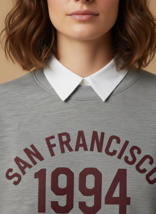 Felpa - Felpa girocollo san francisco 1994 - Crema - vevi.it