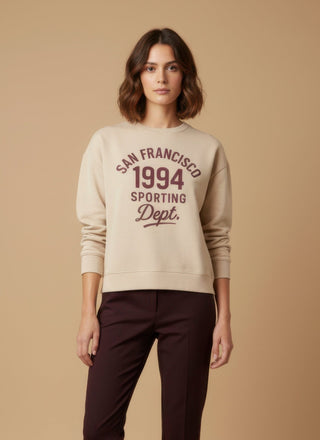 Felpa - Felpa girocollo san francisco 1994 - Crema - vevi.it