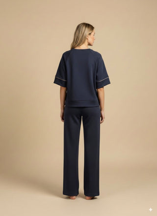 Felpa - Felpa m/m neoprene piping - Blu - vevi.it