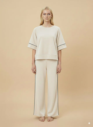 Felpa - Felpa m/m neoprene piping - Burro - vevi.it