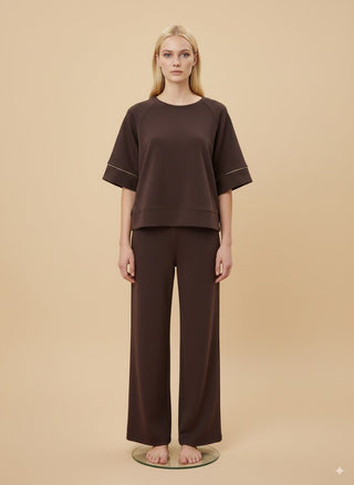 Felpa - Felpa m/m neoprene piping - Marrone - vevi.it