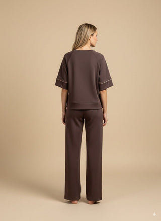 Felpa - Felpa m/m neoprene piping - Marrone - vevi.it