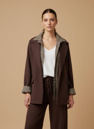 Giacca - Giacca 2 bott. felpa revers ampi - Marrone - vevi.it