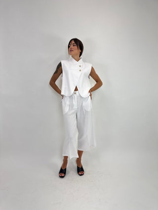 Giacca - Giacca gilet 2 bottoni diagonali NRE719 - Bianco - VEVI