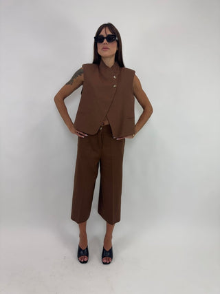 Giacca - Giacca gilet 2 bottoni diagonali NRE719 - Tabacco - VEVI