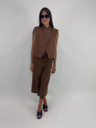 Giacca - Giacca gilet 2 bottoni diagonali NRE719 - Tabacco - VEVI