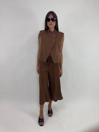Giacca - Giacca gilet 2 bottoni diagonali NRE719 - Tabacco - VEVI