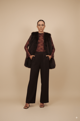 Giacca - Giacca gilet simil pelliccia - Bordeaux - vevi.it