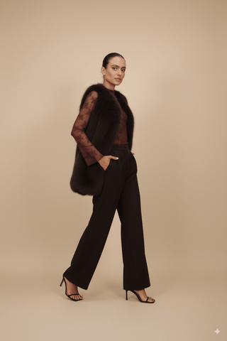 Giacca - Giacca gilet simil pelliccia - Bordeaux - vevi.it