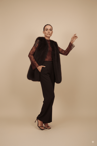 Giacca - Giacca gilet simil pelliccia - Bordeaux - vevi.it