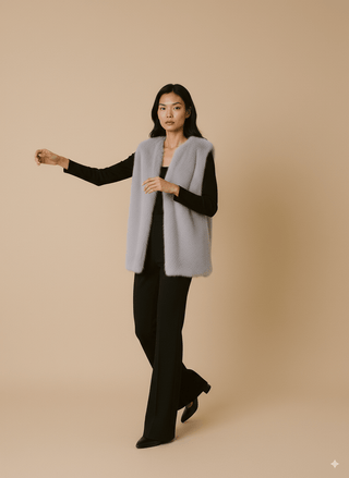 Giacca - Giacca gilet simil pelliccia - Grigio chiaro - vevi.it