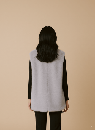 Giacca - Giacca gilet simil pelliccia - Grigio chiaro - vevi.it