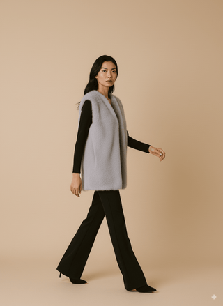 Giacca - Giacca gilet simil pelliccia - Grigio chiaro - vevi.it