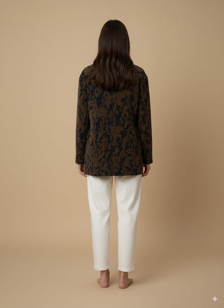 Giacca - Giacca jacquard oversize - Senape/blu - vevi.it